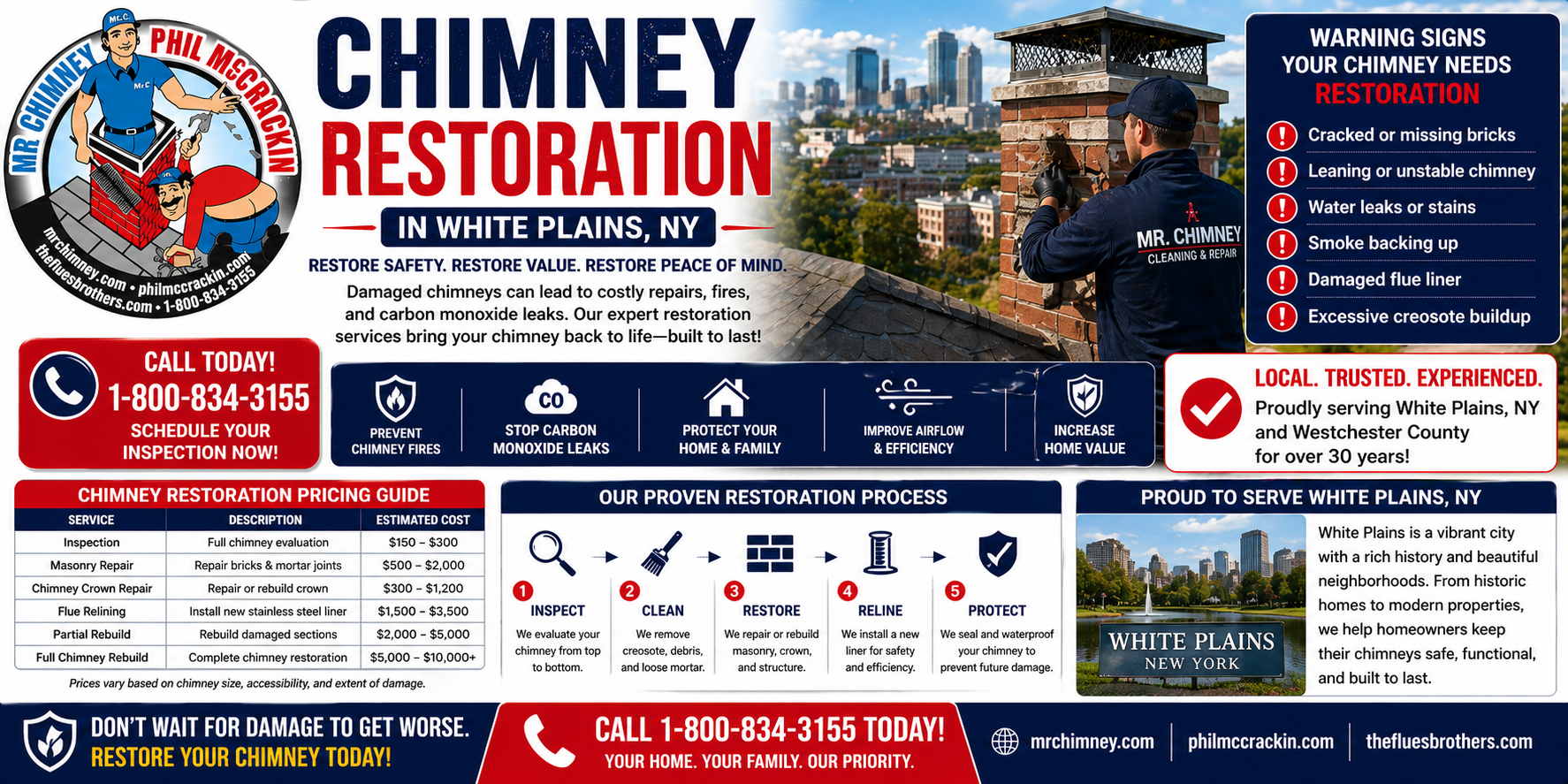 Chimney Restoration in White Plains, NY